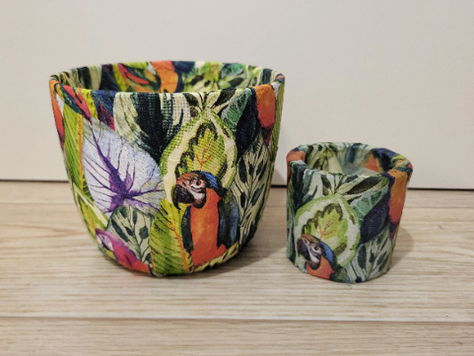 Set Blumentopf Keramik Papagei Dschungel und Teelichthalter Papagei Dschungel Deko